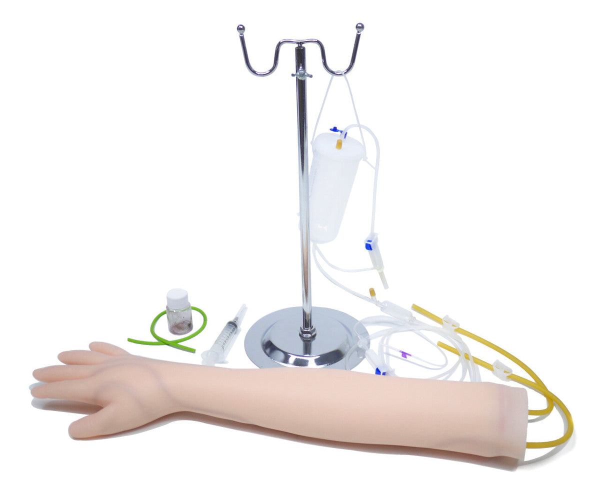 IV practice arm with stand and infusion set