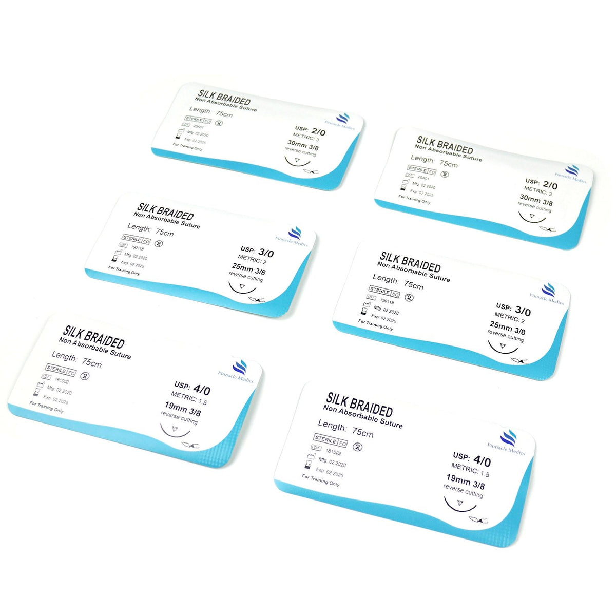 Sutures Thread with Needle | 24 Mixed Sterile Medical Sutures with Needles - Pinnacle Medics